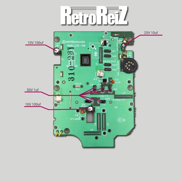 Komplett-Set Kondensatoren für GameBoy Classic - DMG-01 - RetroReiZ Shop