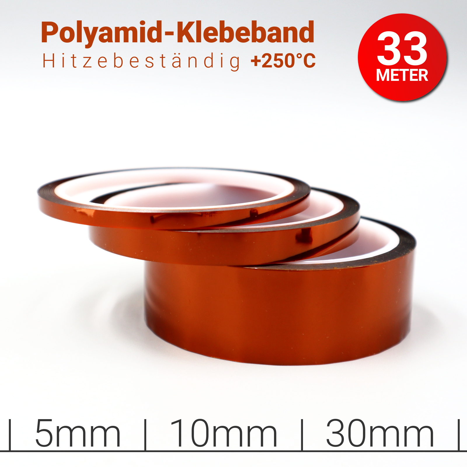 HQ Hitzebeständiges Polyimid Klebeband - 33m Tape - RetroReiZ Shop